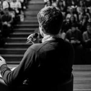 Student giving a speech.