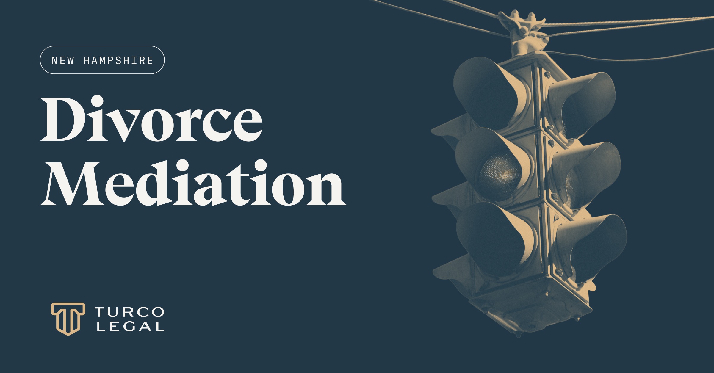 New Hampshire divorce mediation services at Turco Legal, featuring a traffic light symbolizing decision-making and conflict resolution.